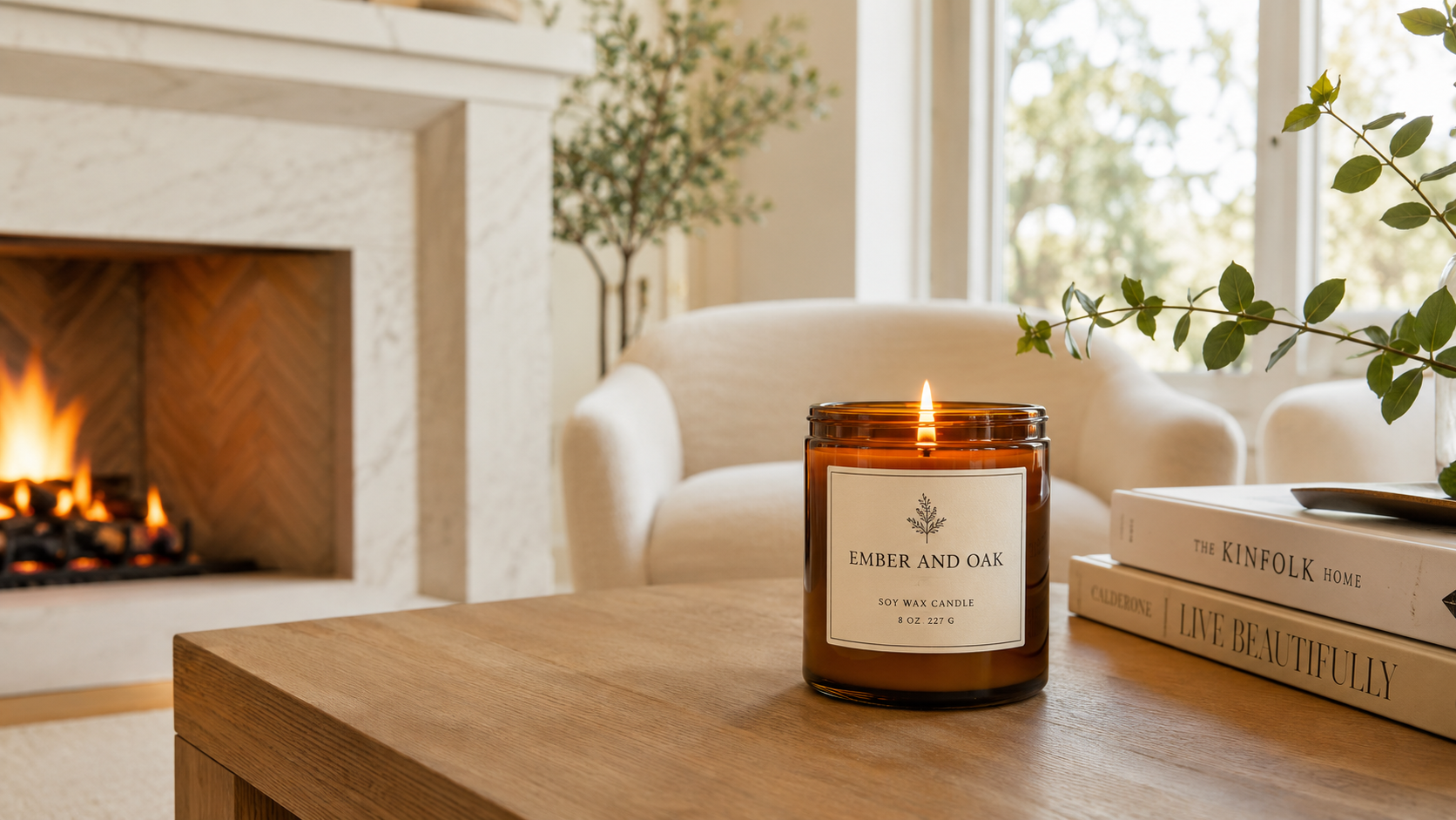 Ember & Oak by the fire