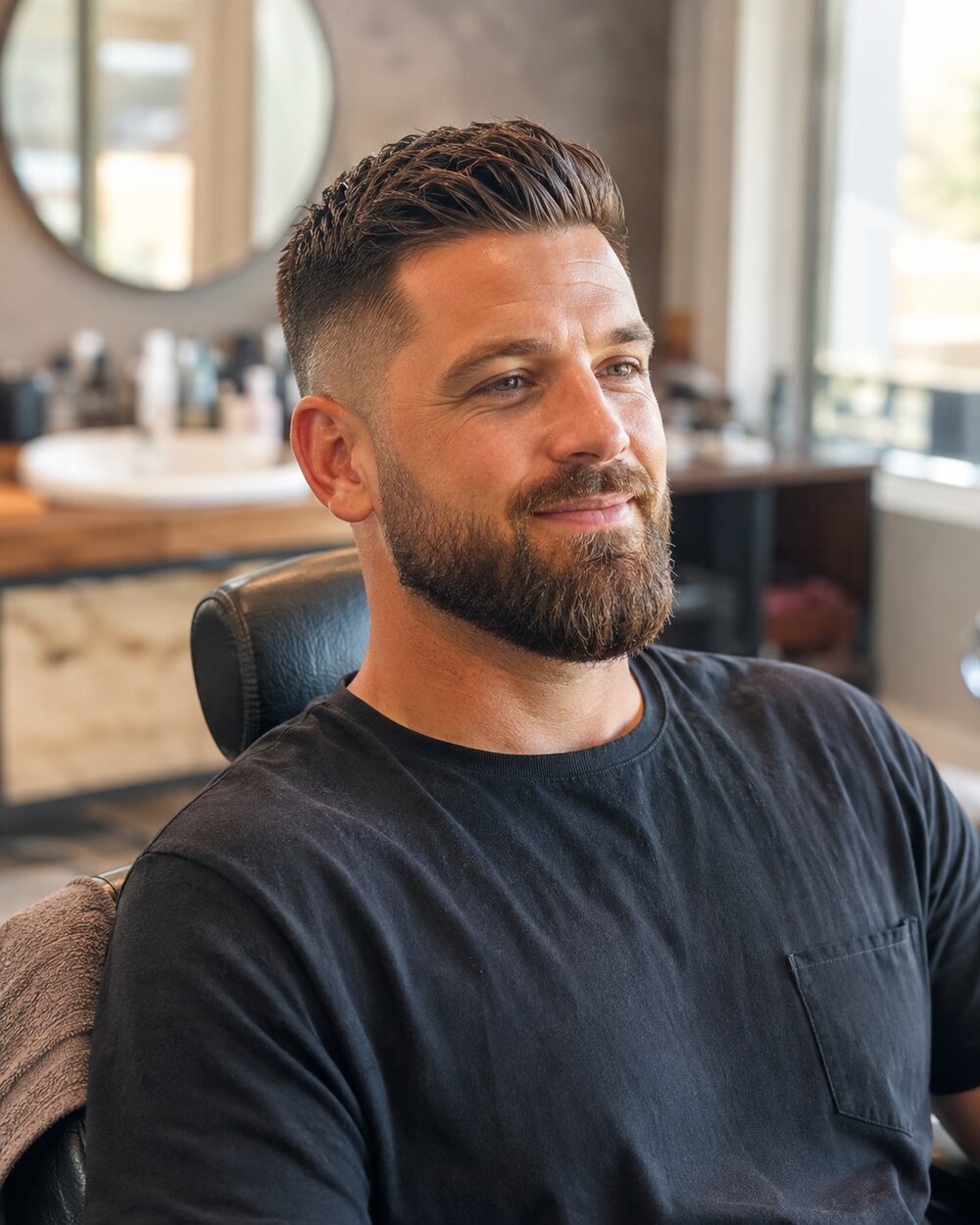 A finished cut and neatly shaped beard